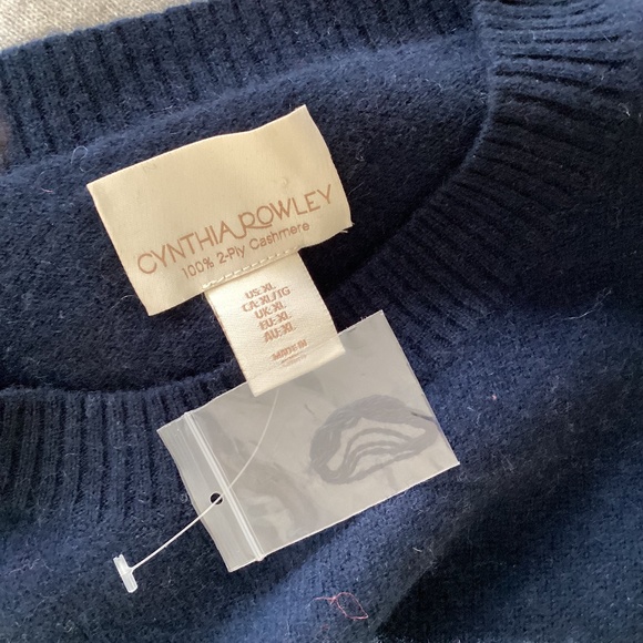 Cynthia Rowley 100% 2-Ply Cashmere Navy Red/White Stars Embroidered Sweater XL - Picture 7 of 14